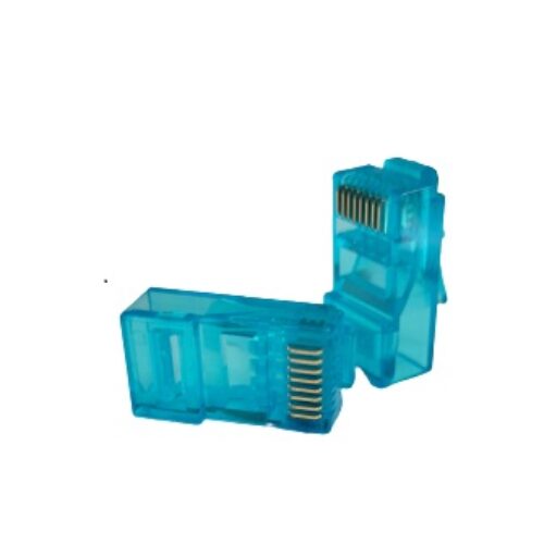 CONECTOR RJ45 MACHO CAT6 SIN GUIA AZUL PK100